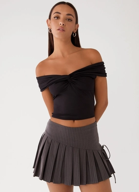 NeutralToned Weave Trixie Twist Off Shoulder Top - Black Everyday Jacket HighStretch Trixie Twist Off Shoulder Top - Black