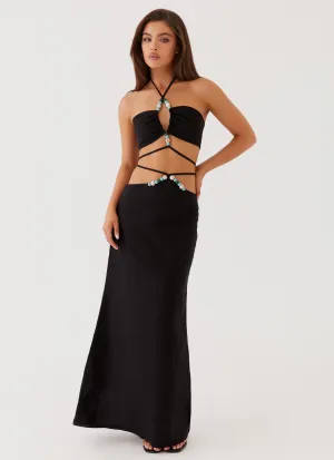 Neveah Beaded Maxi Skirt - Black Elegant Look