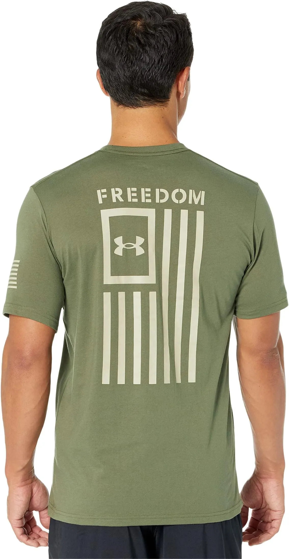 New Under Armor Liberty Flag T-Shirt in Marine OD Green/Desert Sand
