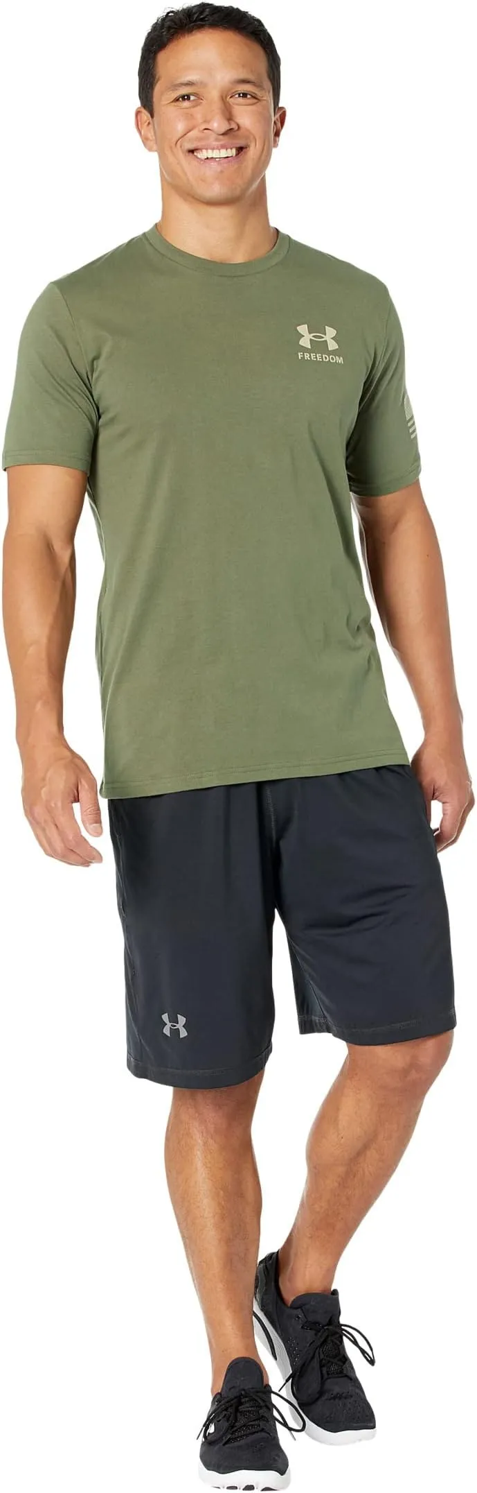 New Under Armor Liberty Flag T-Shirt in Marine OD Green/Desert Sand