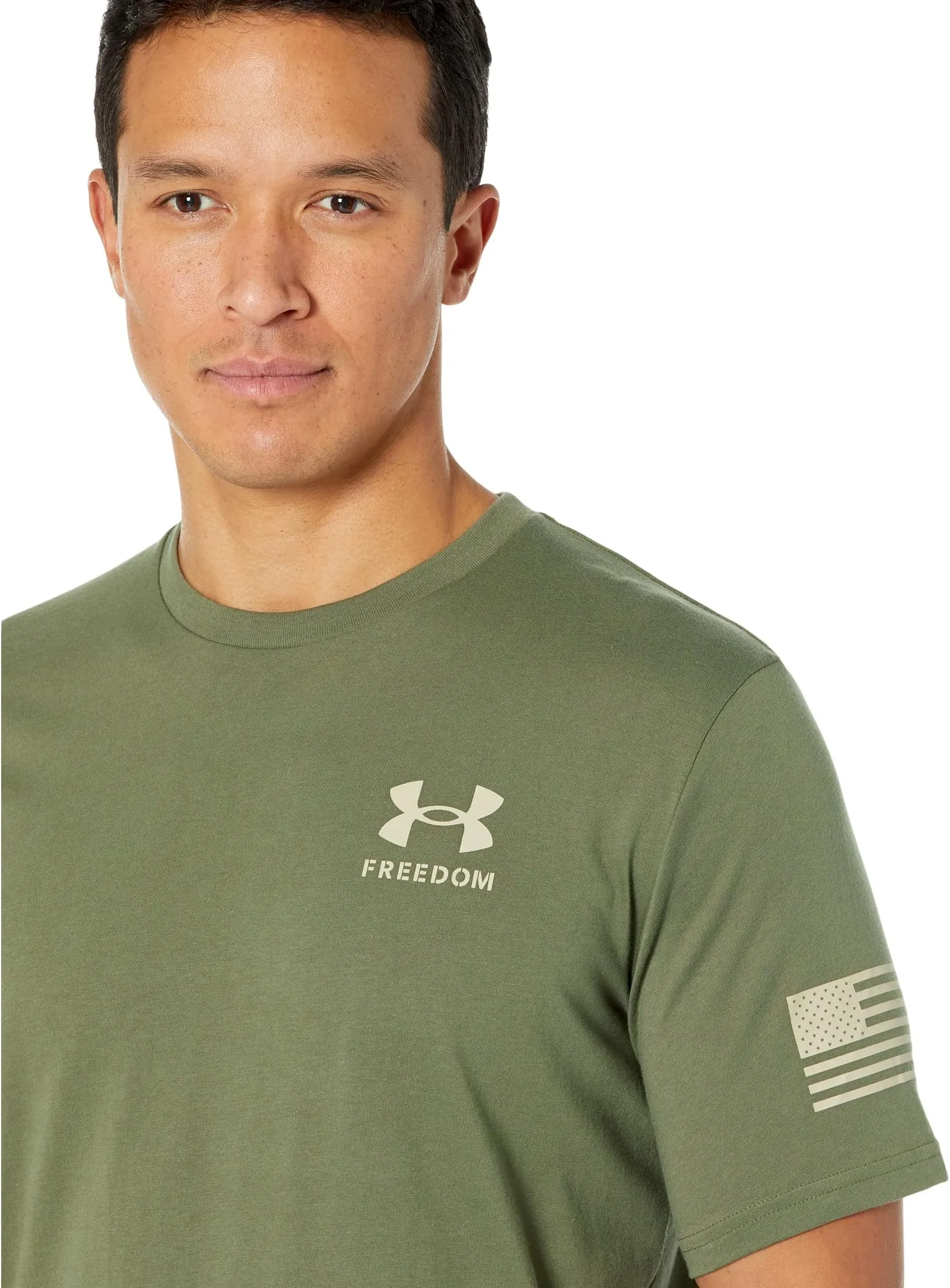 New Under Armor Liberty Flag T-Shirt in Marine OD Green/Desert Sand