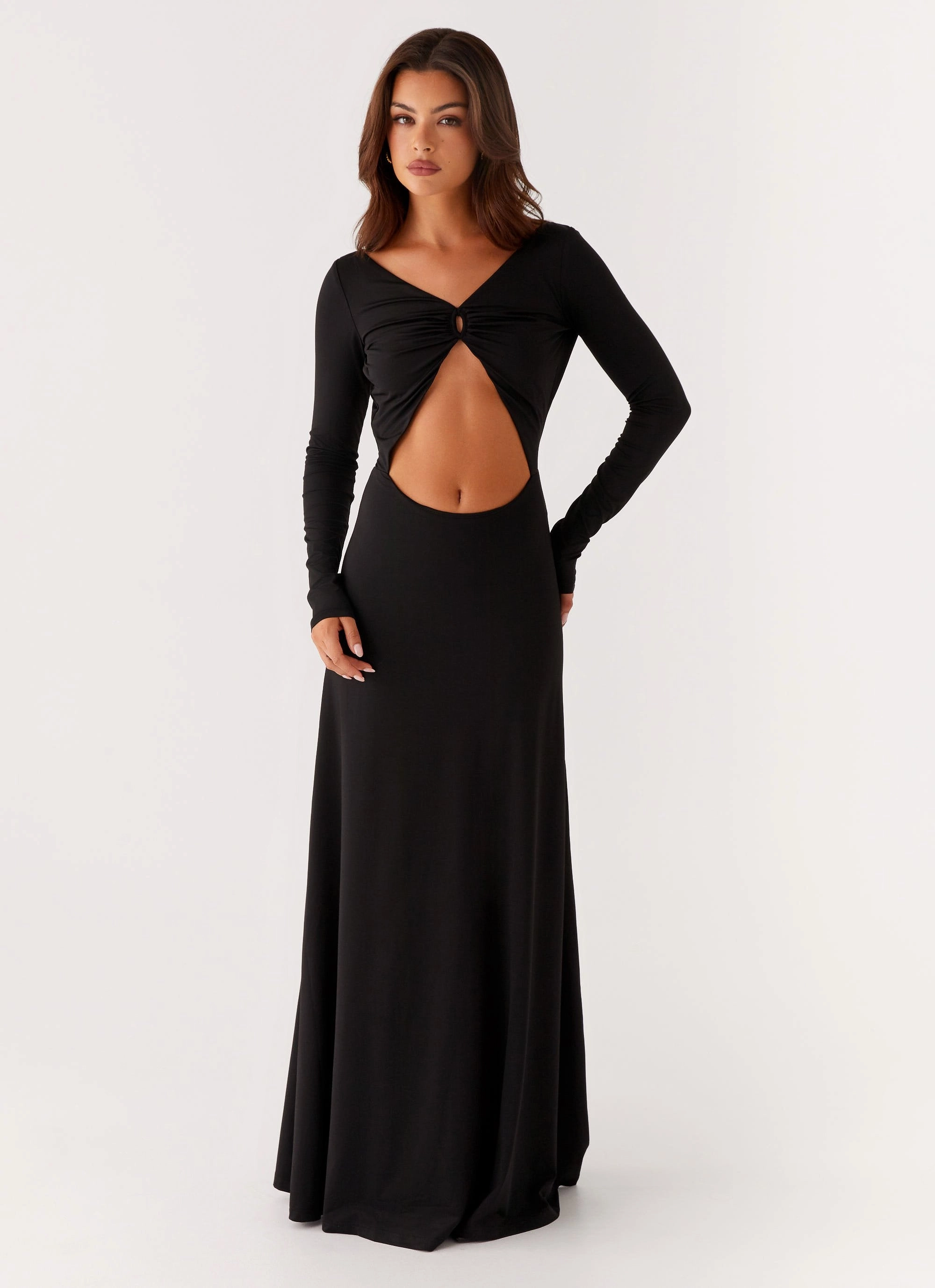 Mesh-Detail Daytime Look Peru Maxi Dress - Black