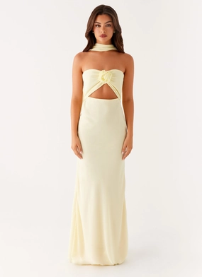 New Light Maxi Dress - Yellow Statement Look Flow Friendly Flattering Waistband Fit New Light Maxi Dress - Yellow