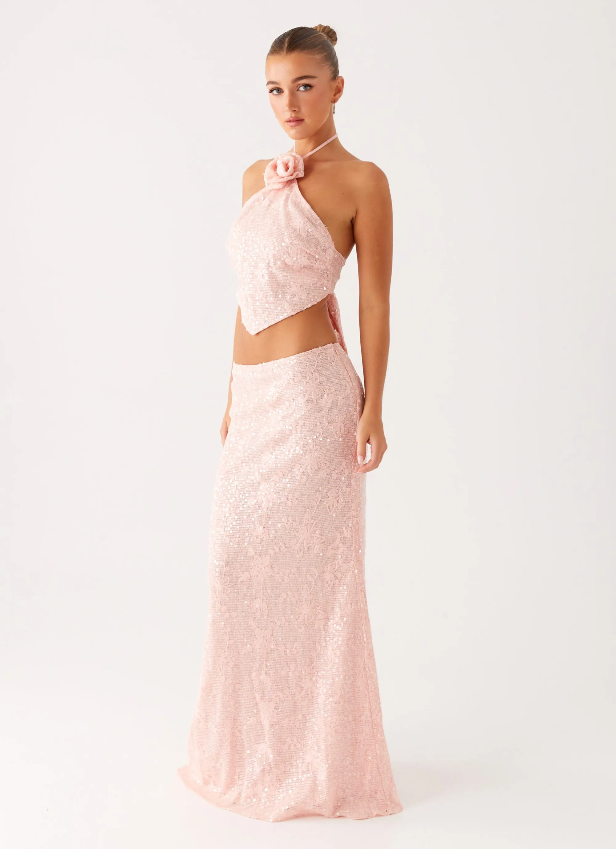 Nico Sequin Maxi Skirt - Pink Cozy Movement