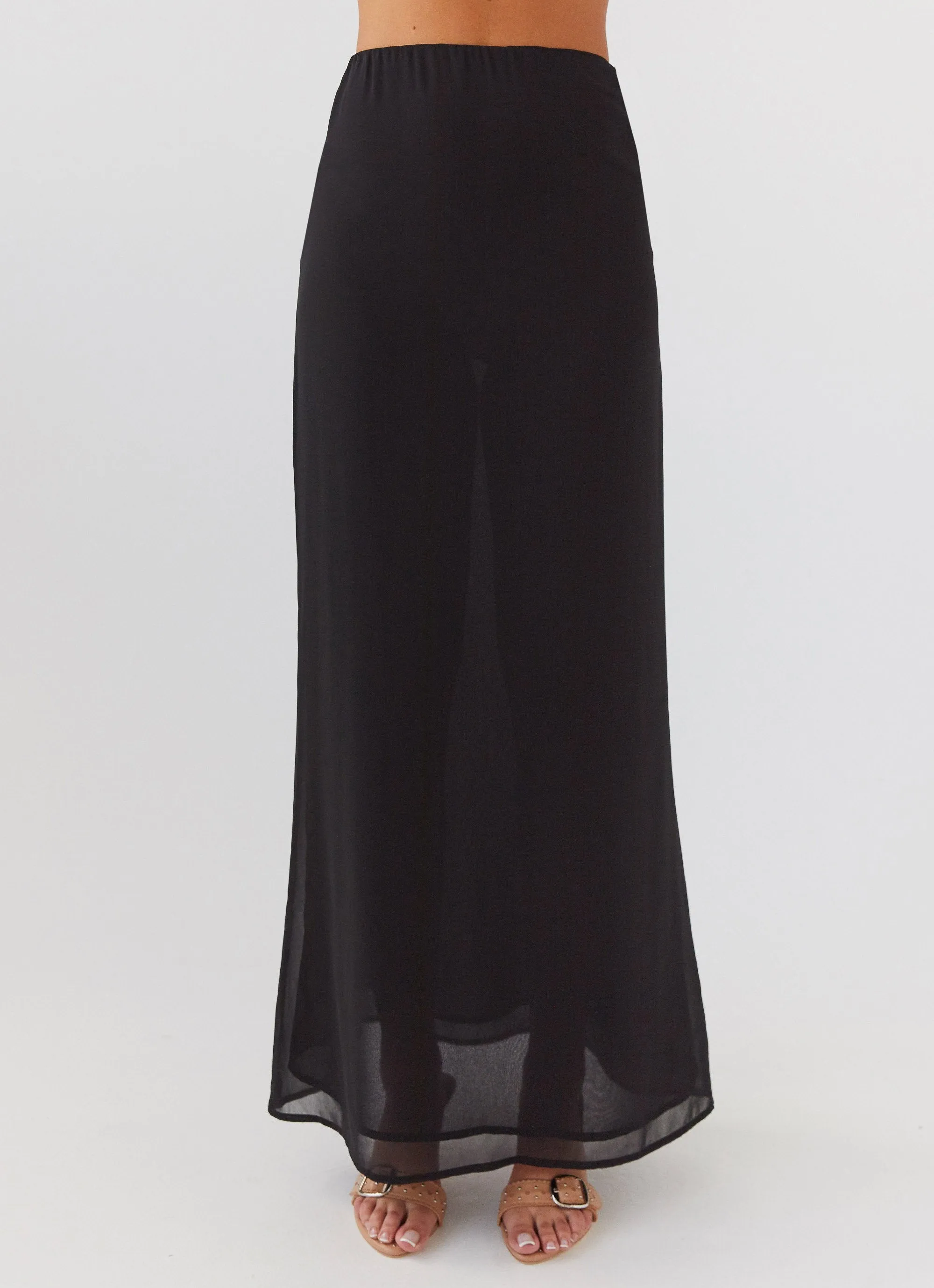 Nightfall Maxi Skirt - Midnight Flared hem