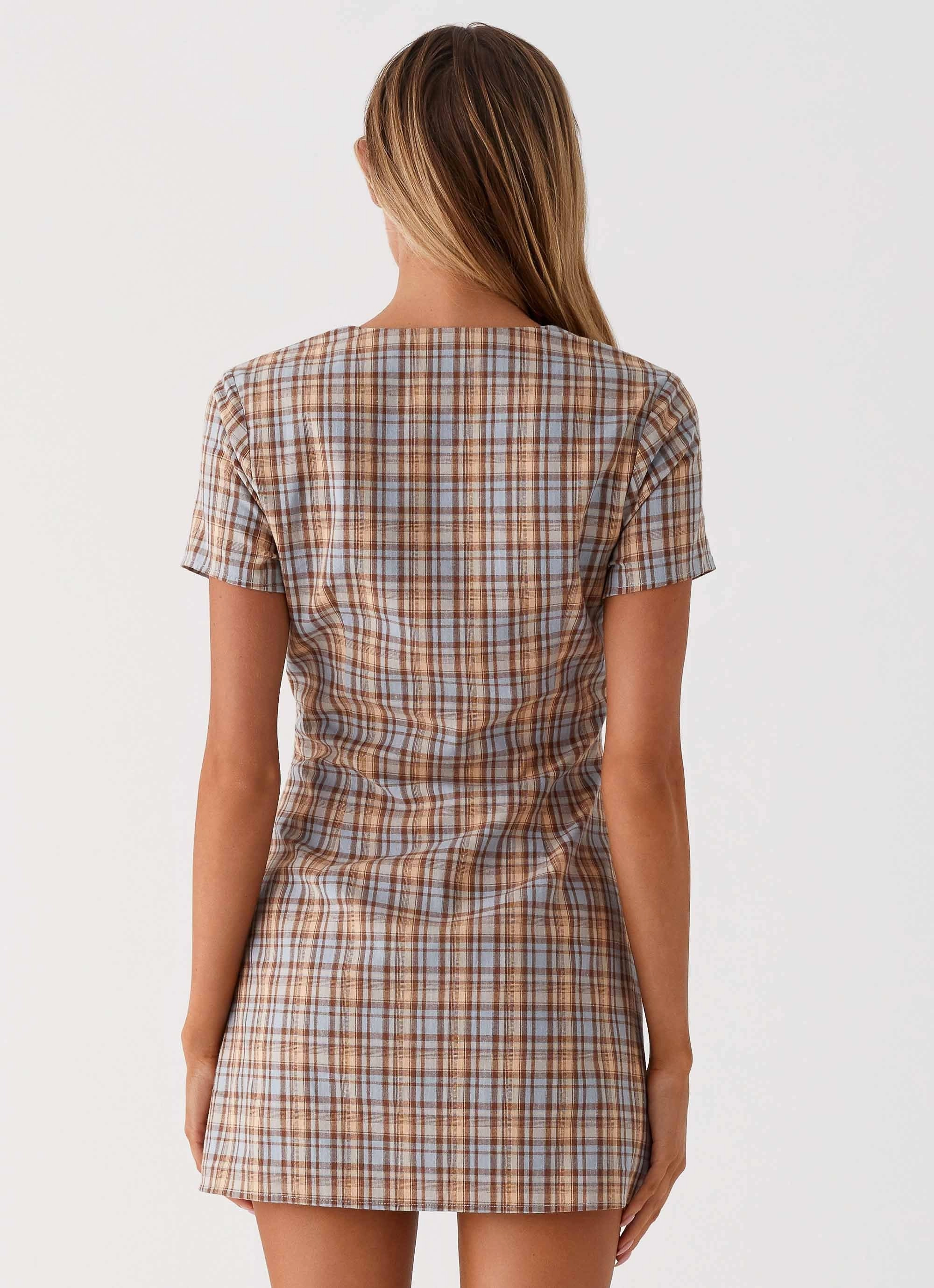 Niki Cap Sleeve Mini Dress - Check Casual Motion Perfect For Work