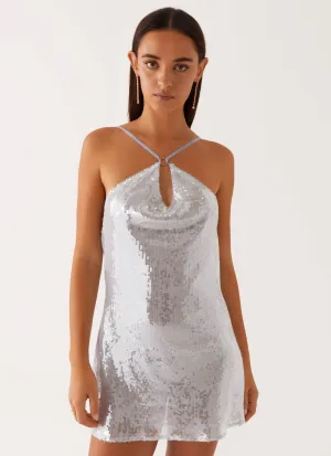 Cooling Core Technology Radiant Energy Cowl Back Mini Dress - Blue