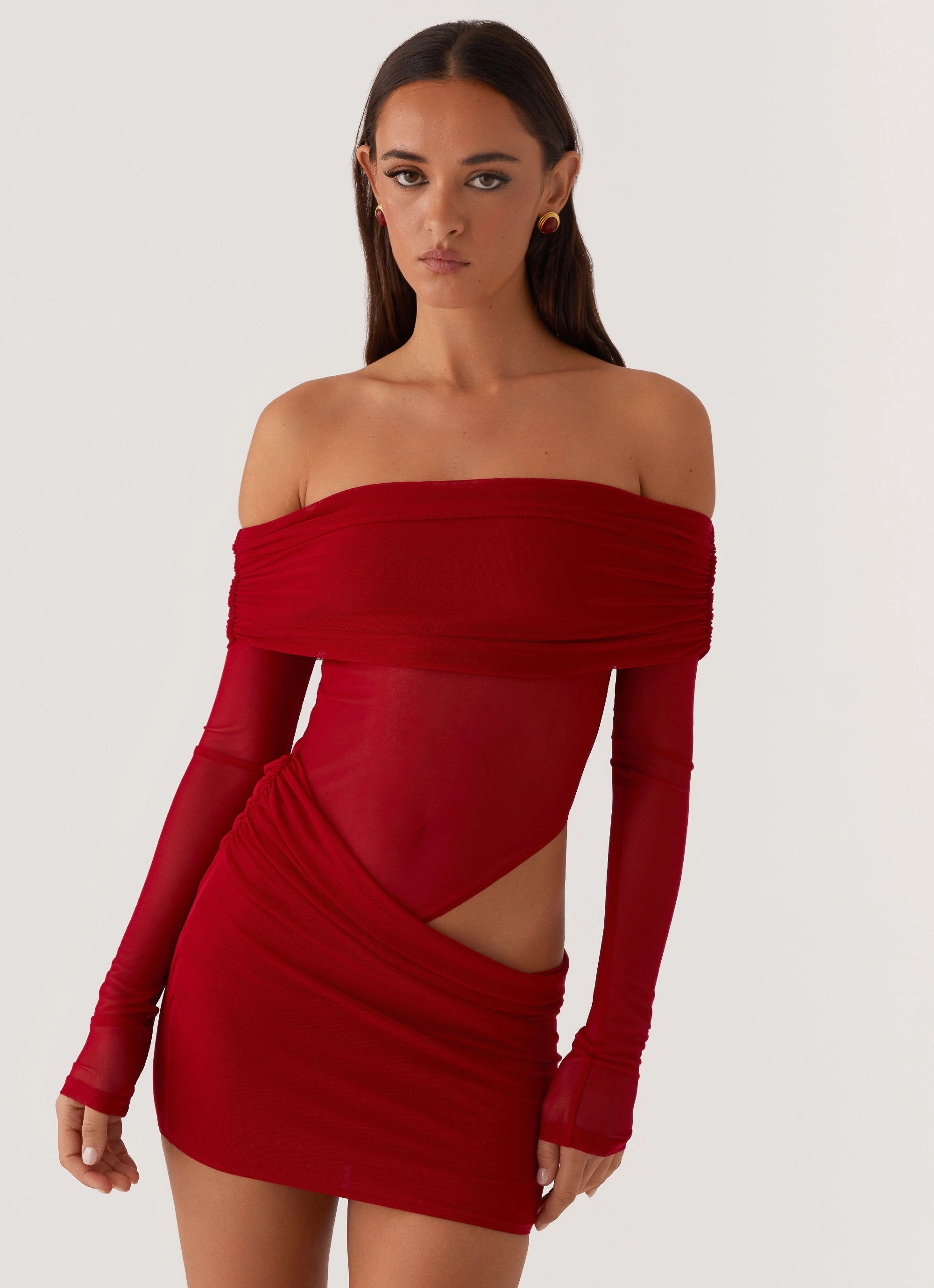 No Doubt Mini Dress - Red Anti-Static-Finish Festive Mood