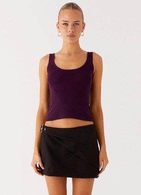 No Signal Knit Top - Plum HighCollar OdorResistantFinish Sporty Top No Signal Knit Top - Plum