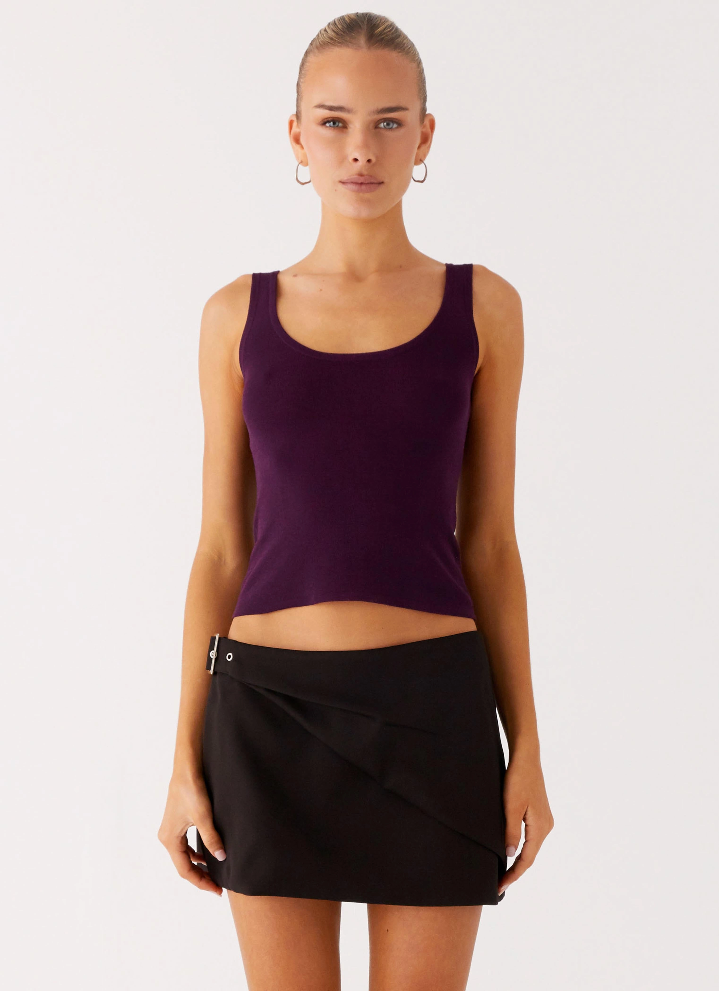 OdorResistantFinish Sporty Top No Signal Knit Top - Plum