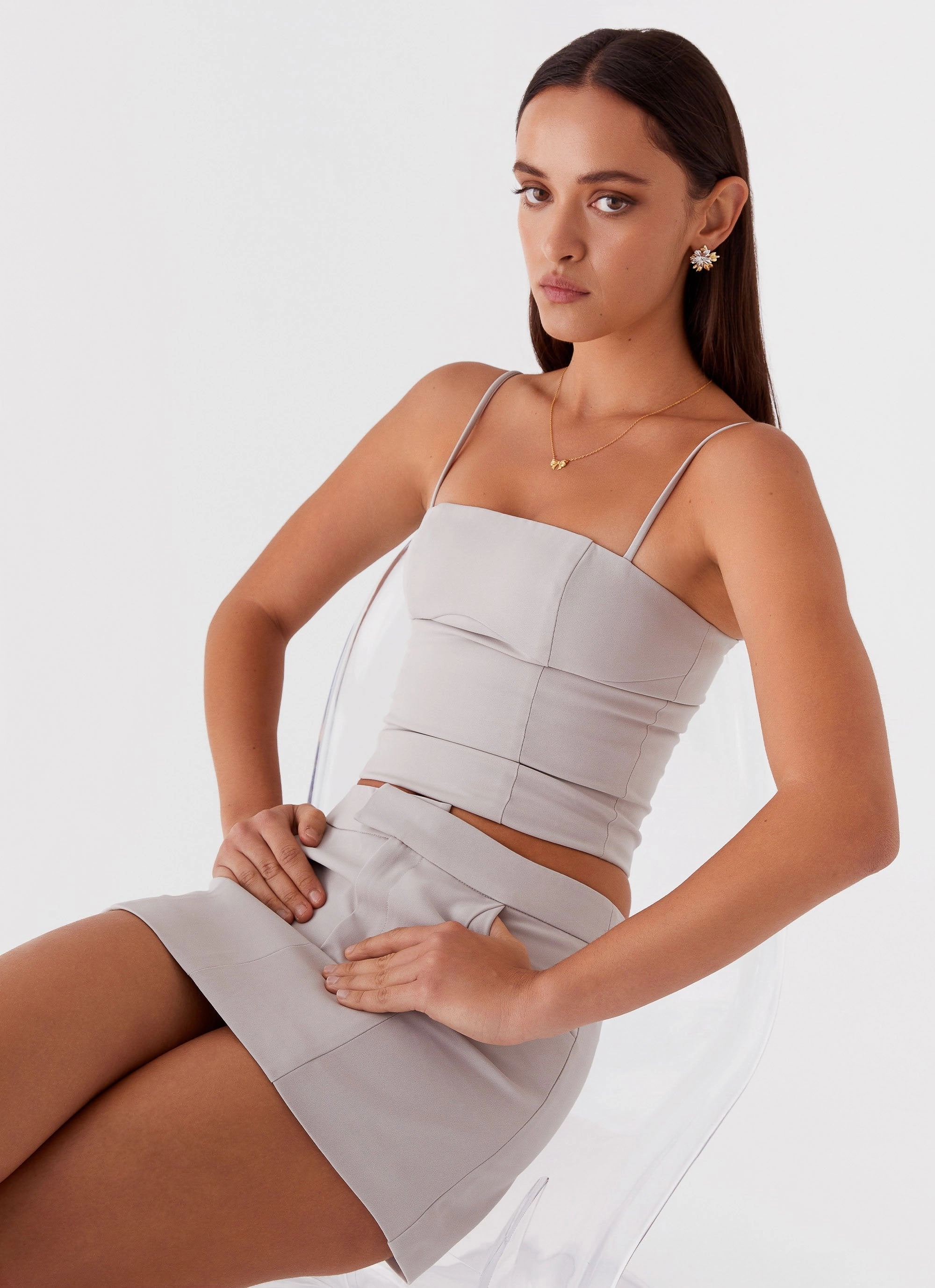 Eliana Crop Top - Grey ZeroWaste Pattern ChafeFreeEdging