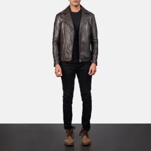 Noah Brown Leather Biker Jacket Up to 5XL