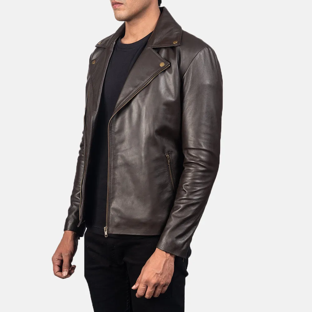 Noah Brown Leather Biker Jacket Up to 5XL