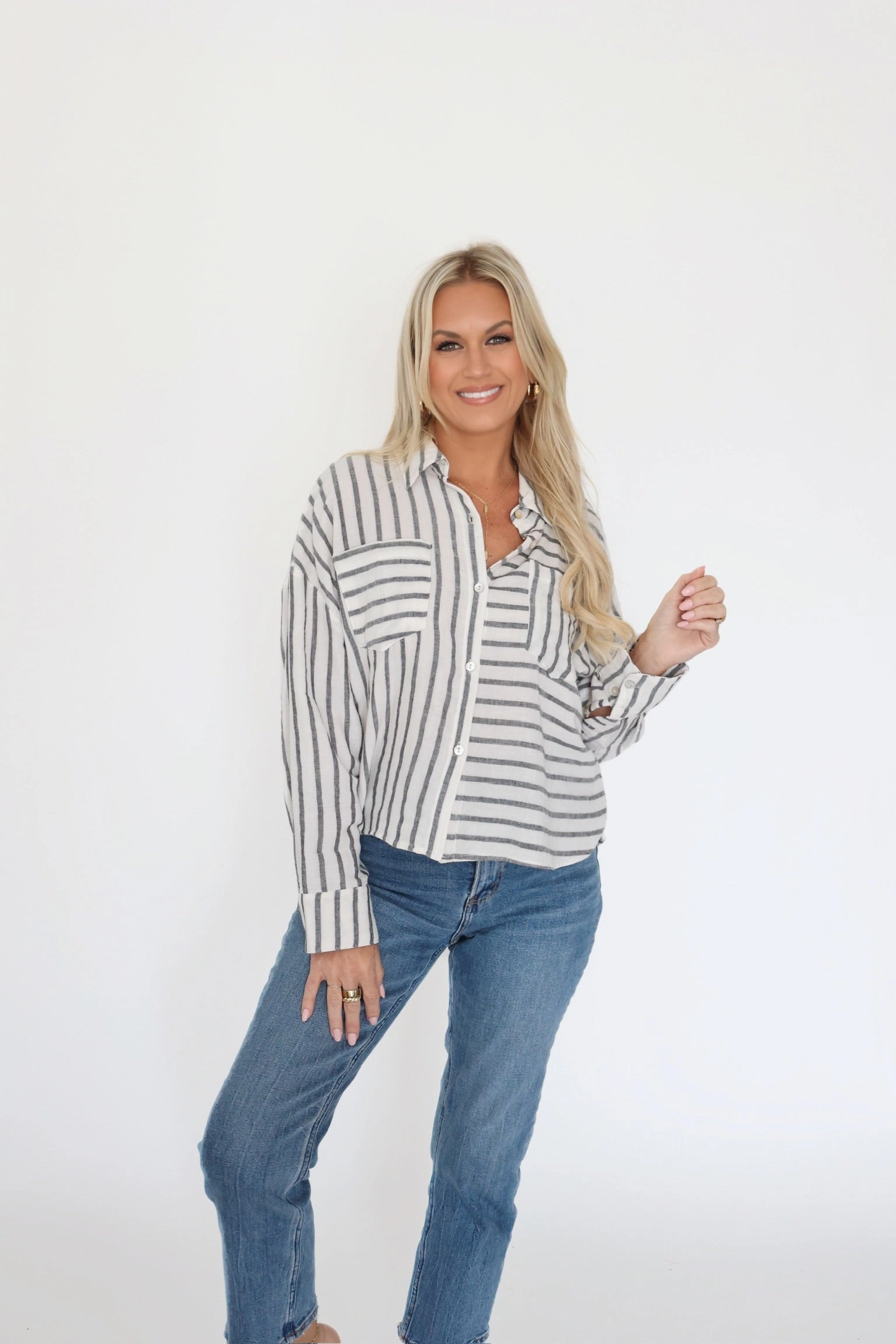 Brandi Stripe Shirt Tencel Lyocell Fiber Casual Button-Down