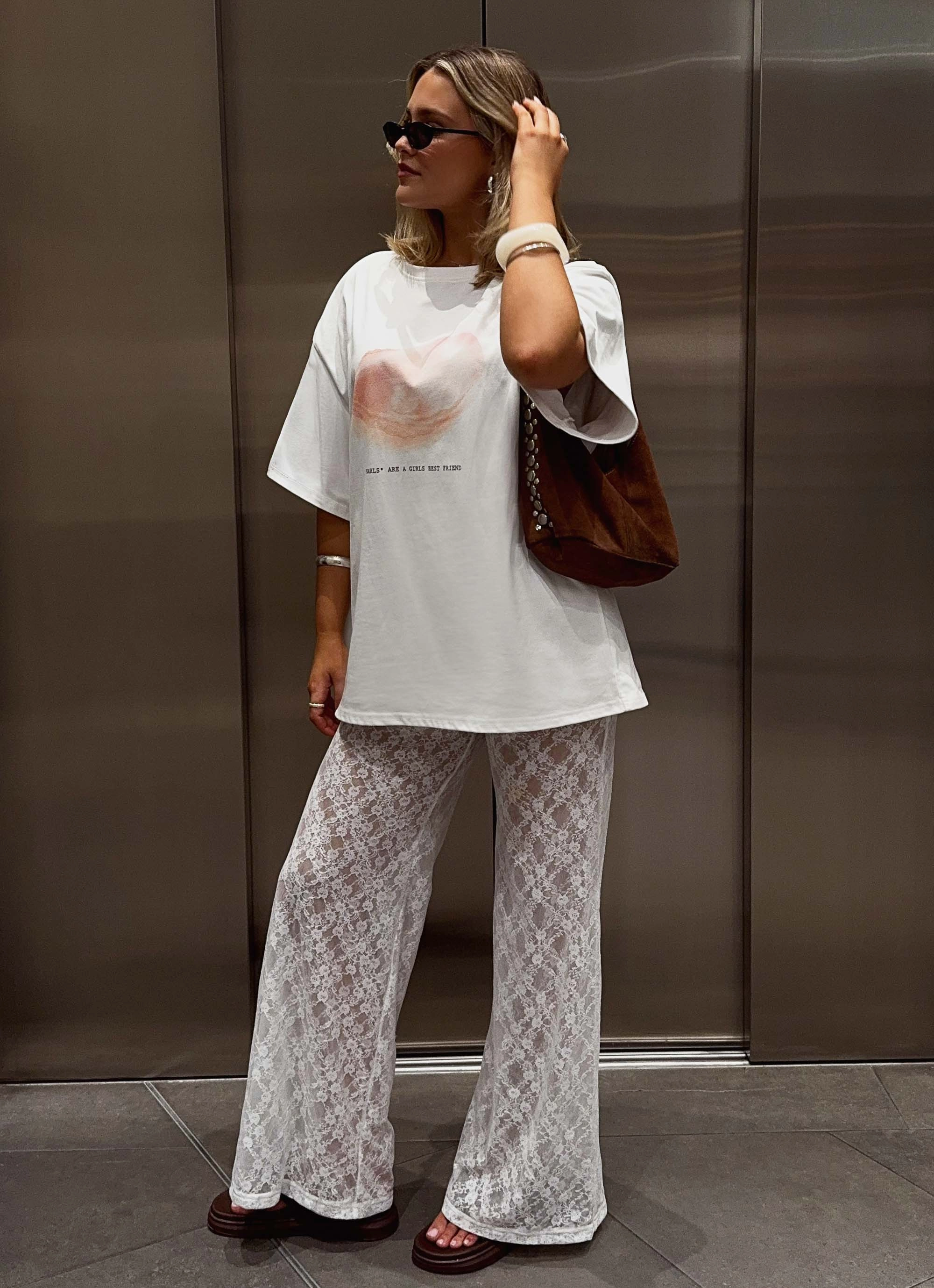 Matcha Lace Pants - White Everyday Comfort Fit