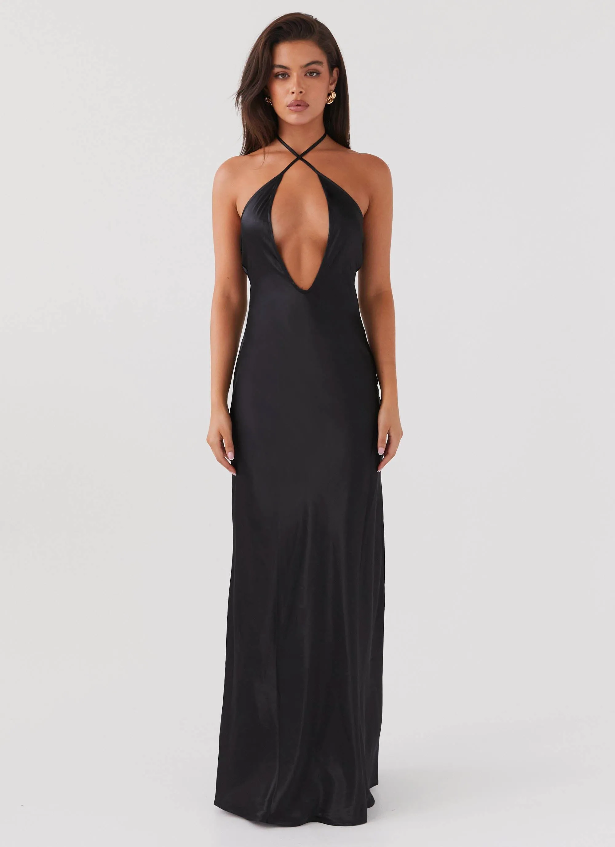 Noir Symphony Maxi Dress - Black Tailored Cut