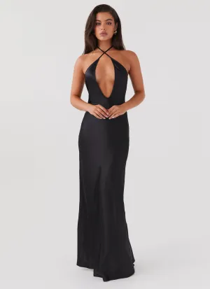 Quick-Dry Noir Symphony Maxi Dress - Black