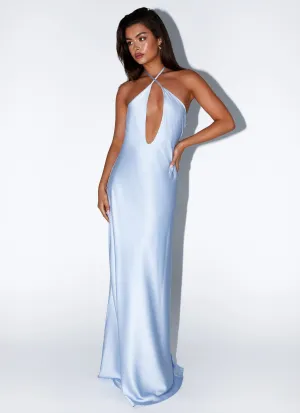 Noir Symphony Maxi Dress - Ice Blue Camping Essential