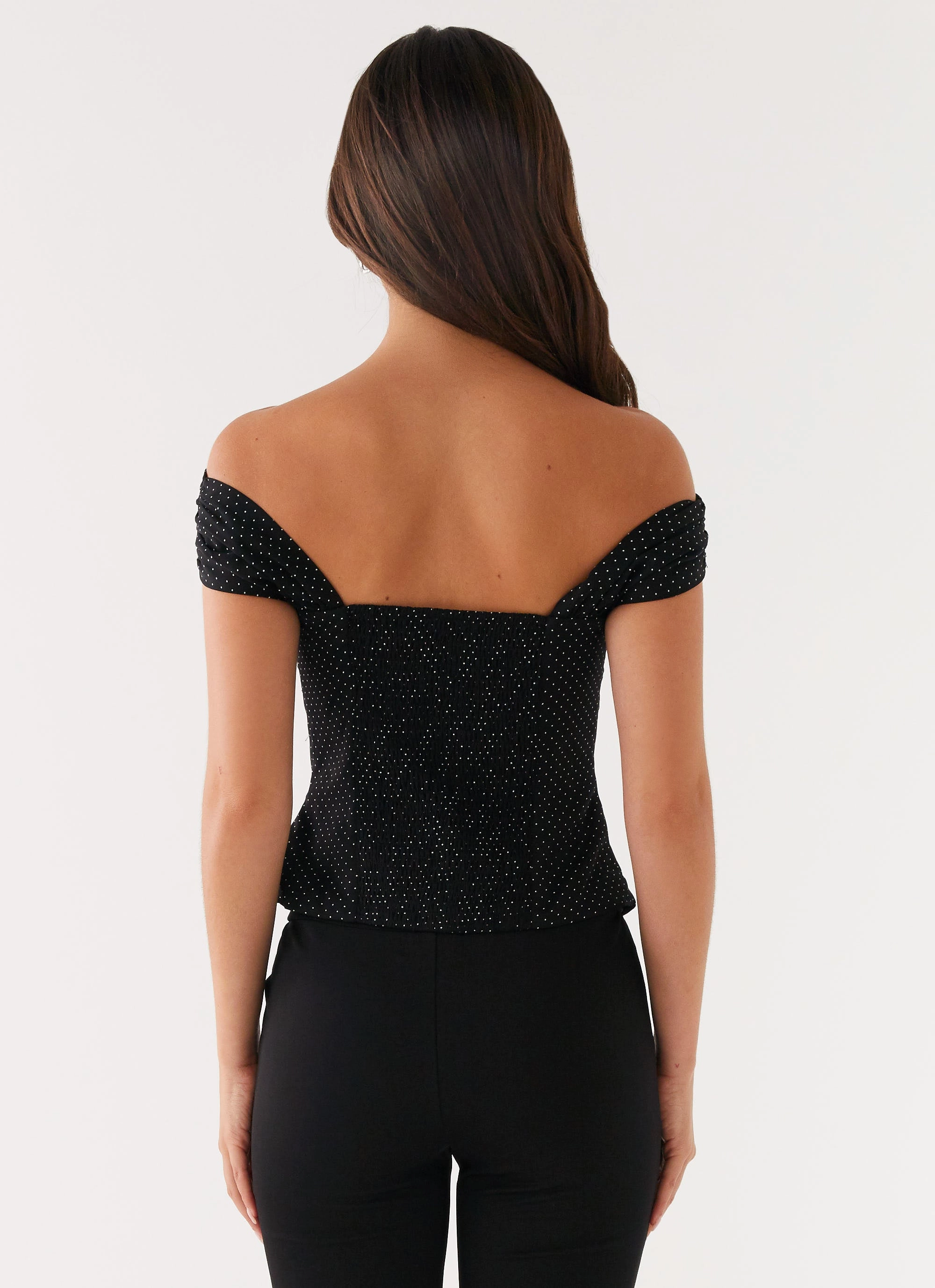 Tamera Top - Black Polka Dot Thermoregulating Fabric Low Profile Seaming