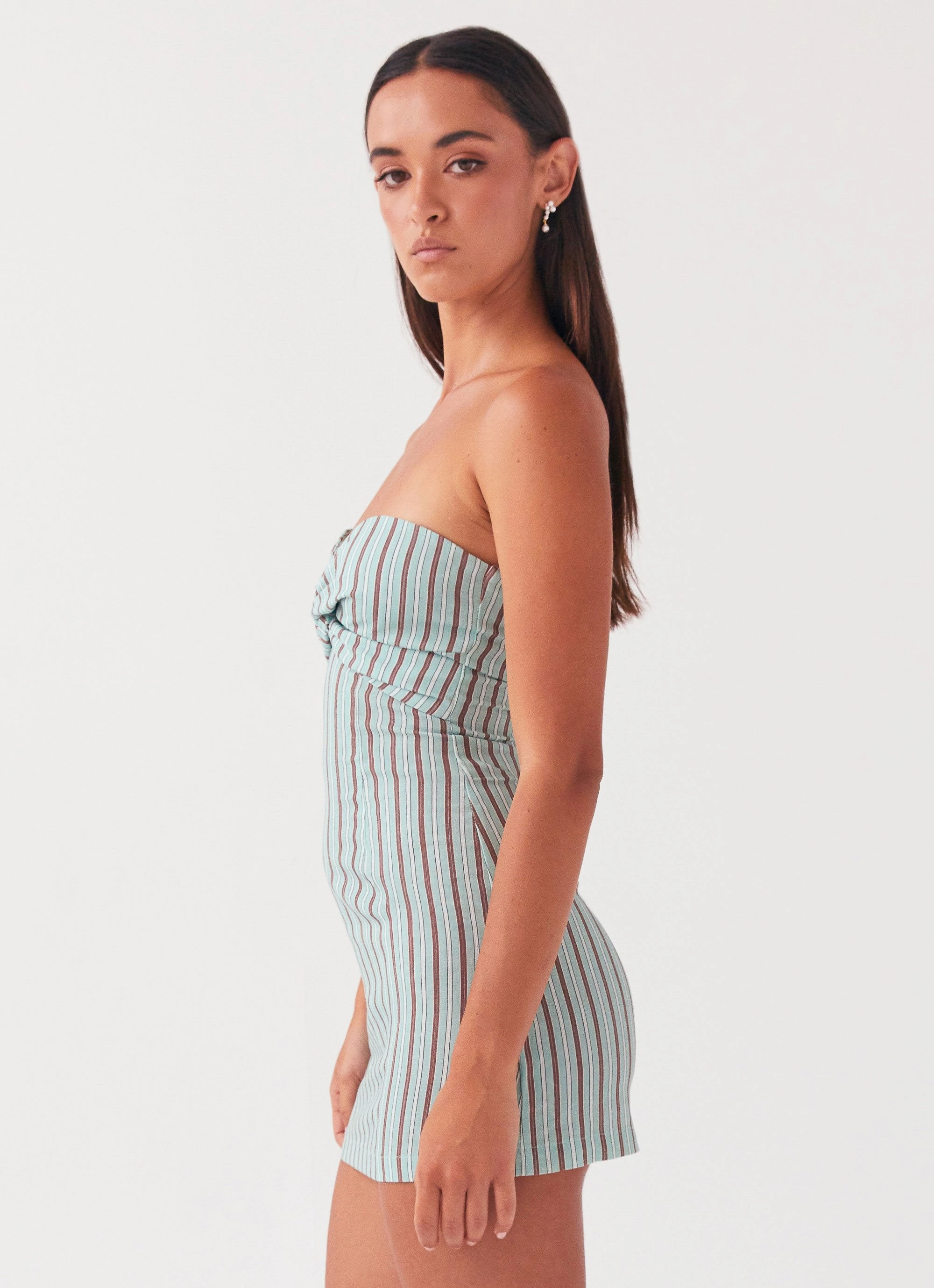 Romance Soul Noline Linen Mini Dress - Coastal Stripe