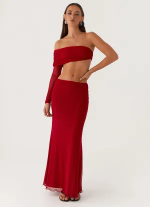 Non Binding Waist Rayne Maxi Skirt - Red Lightwear Look Rayne Maxi Skirt - Red