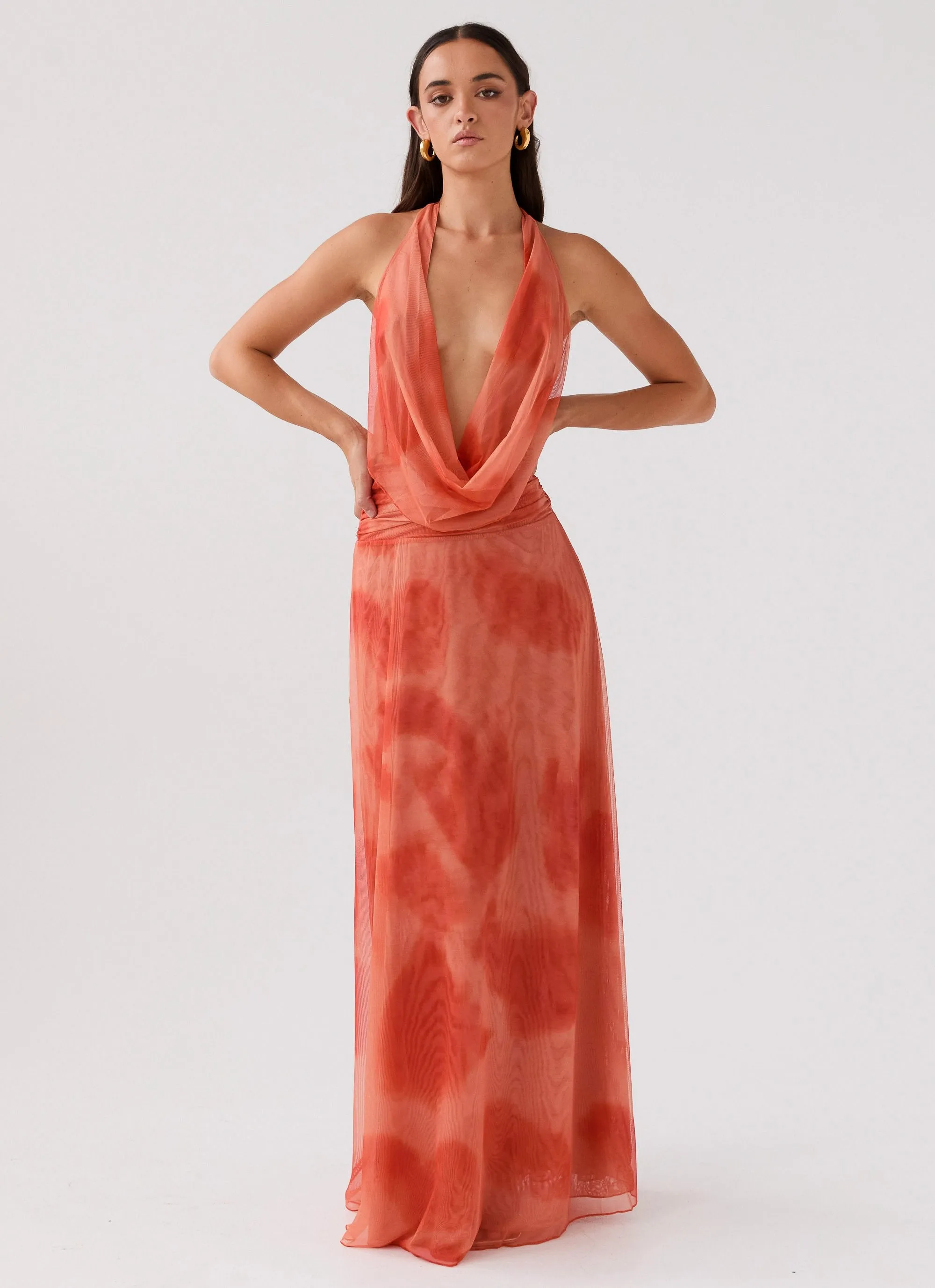 Elysia Chiffon Maxi Dress - Fiery Fusion Versatile Piece