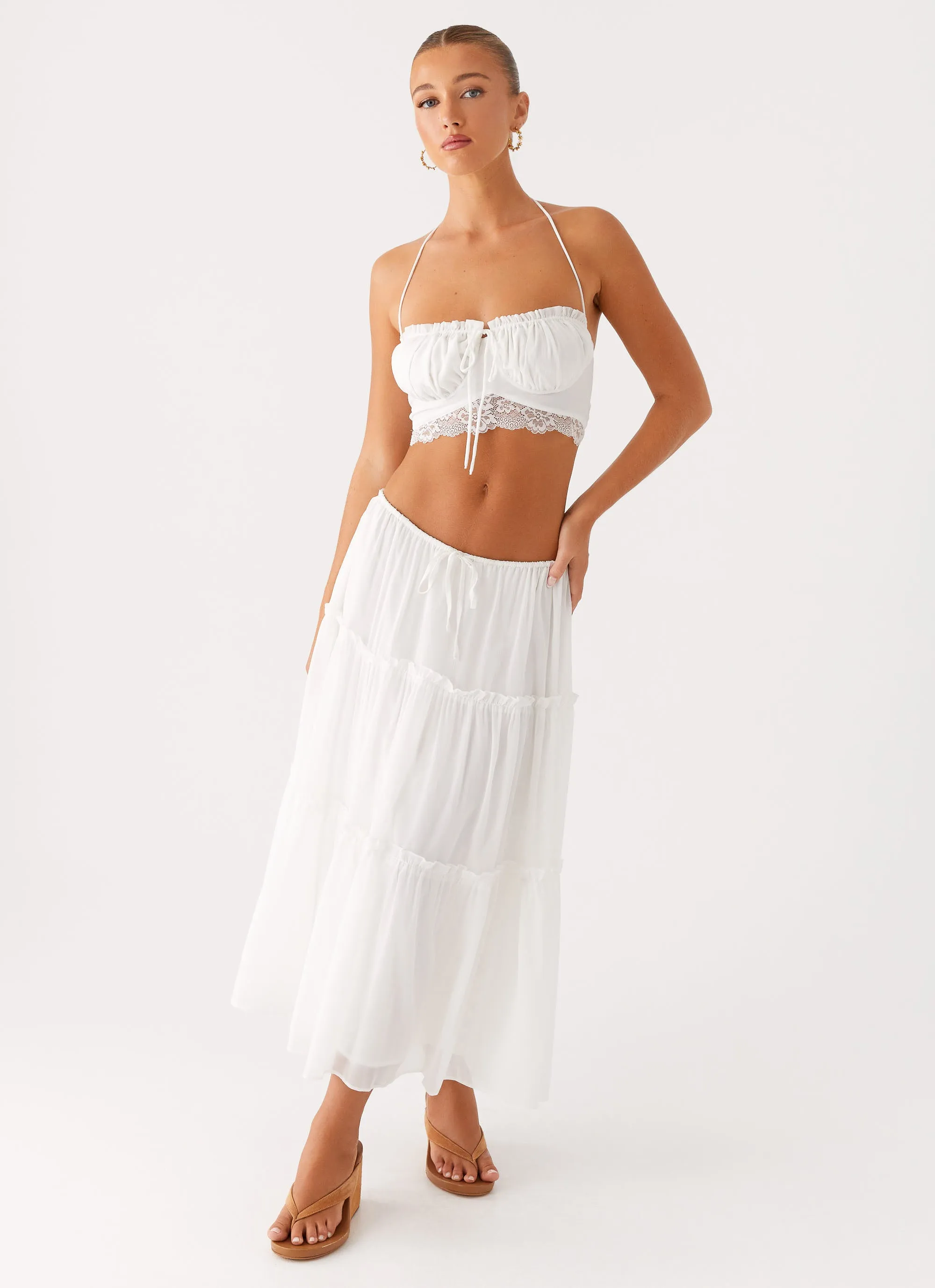 Evi Midi Skirt - Ivory Elegant Feel Reinforced Pockets