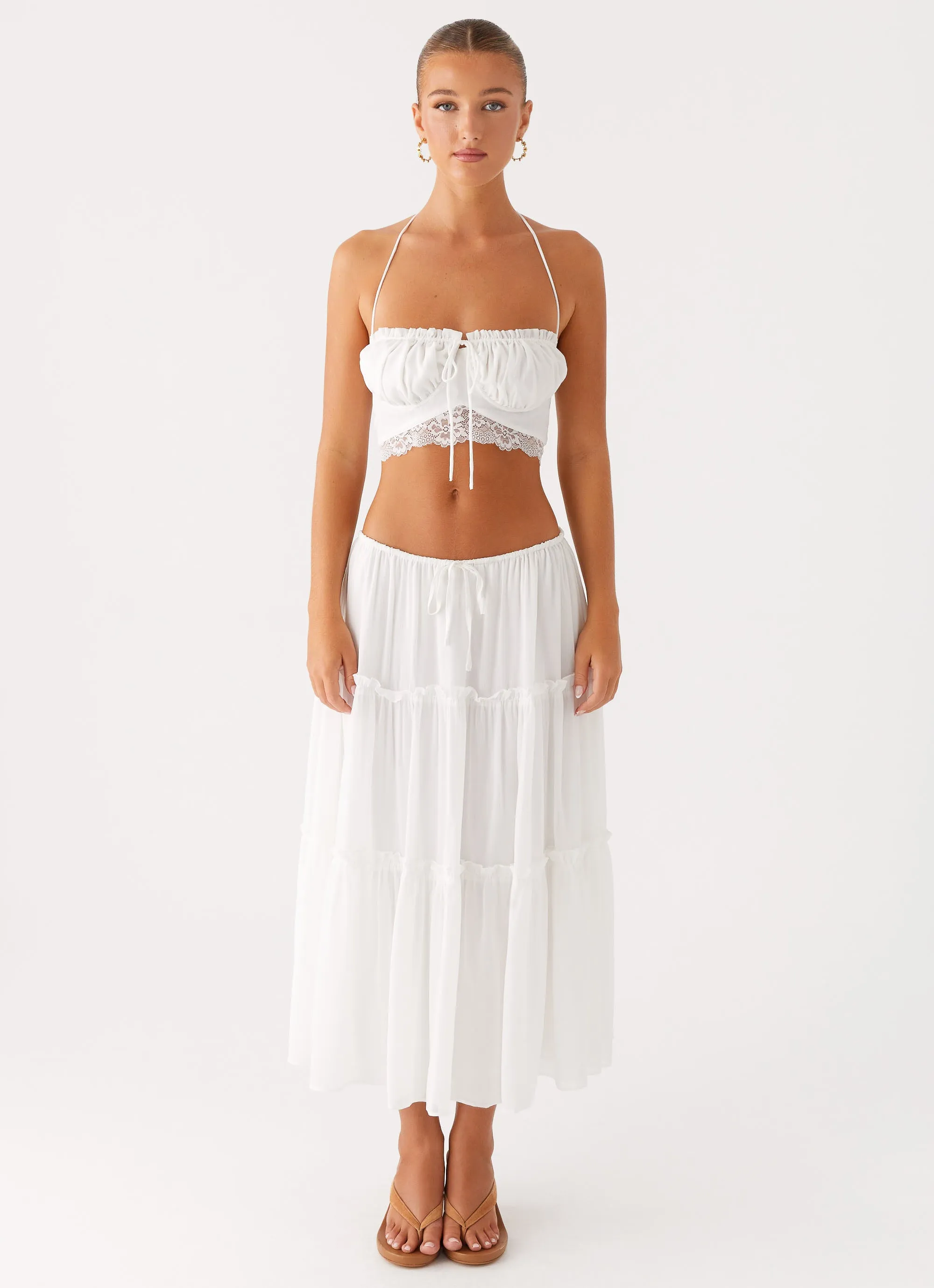 Tonal Layering Evi Midi Skirt - Ivory