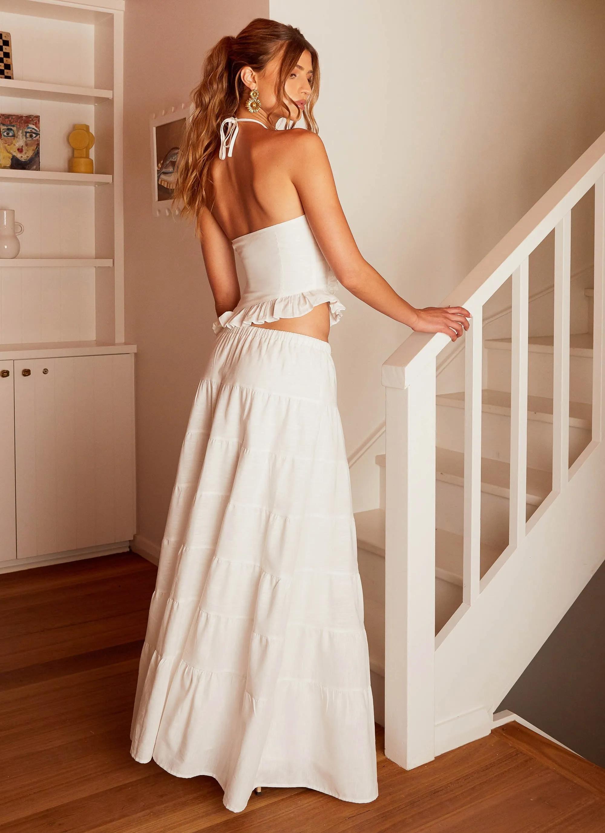 Non Restrictive Fit Cultural Event Mariella Linen Maxi Skirt - White