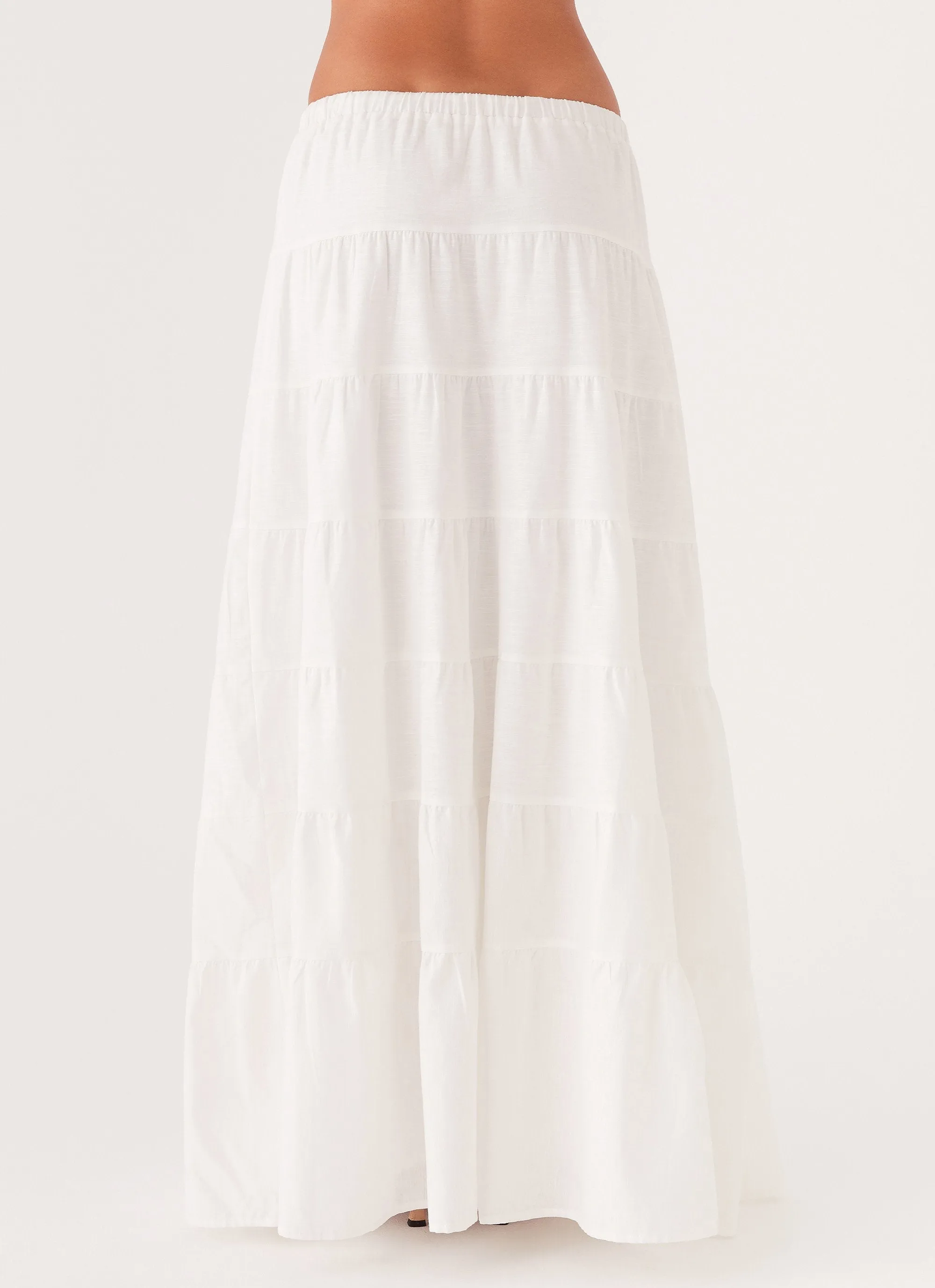 Detachable Detail Mariella Linen Maxi Skirt - White