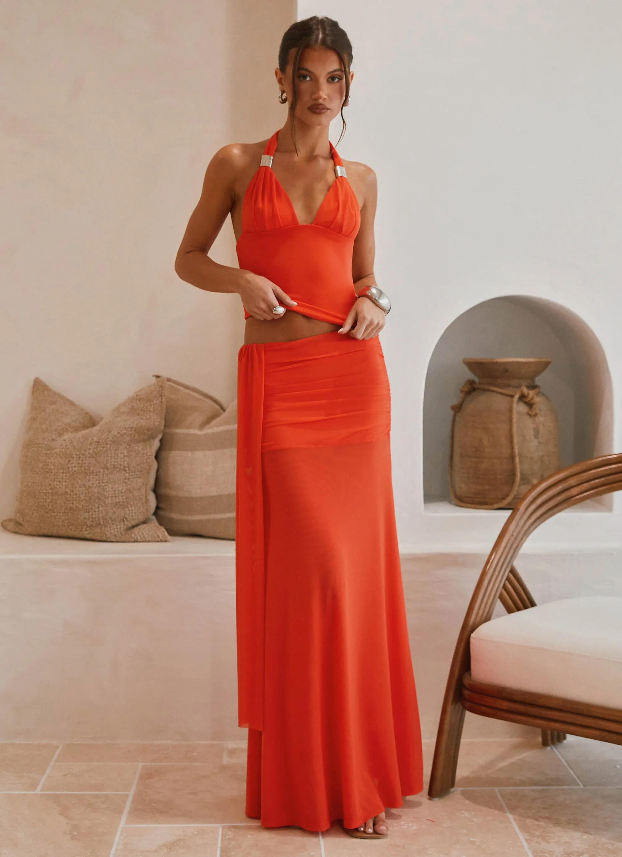 Blaze Halter Top - Fire Red Hypoallergenic Lining