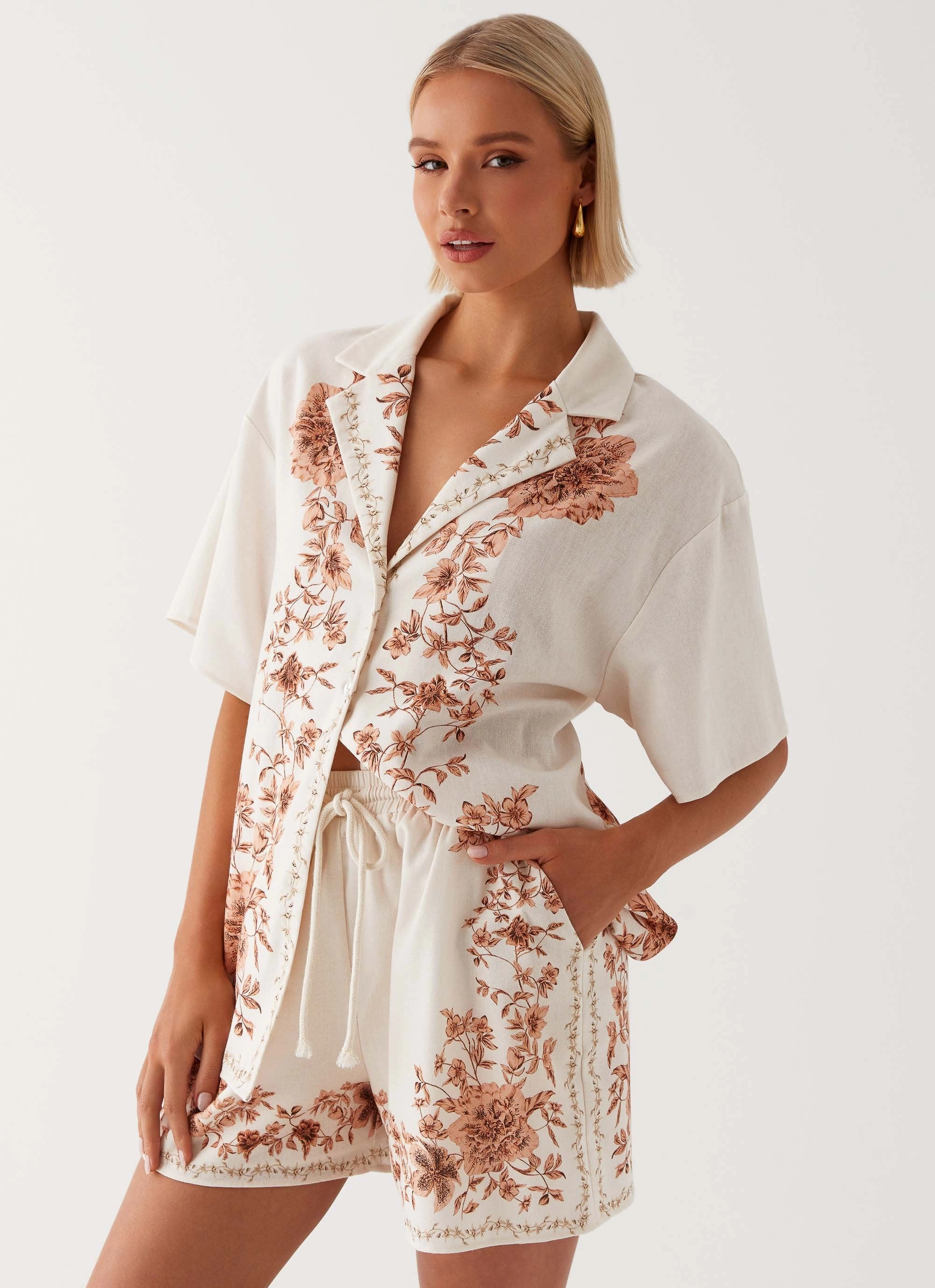 Dreamy Days Oversized Linen Shirt - Ivory Relaxed Daily Style