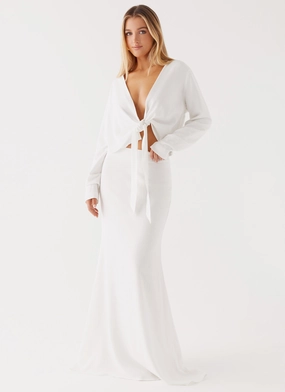 Parker Linen Maxi Skirt - White Low Profile Insulation