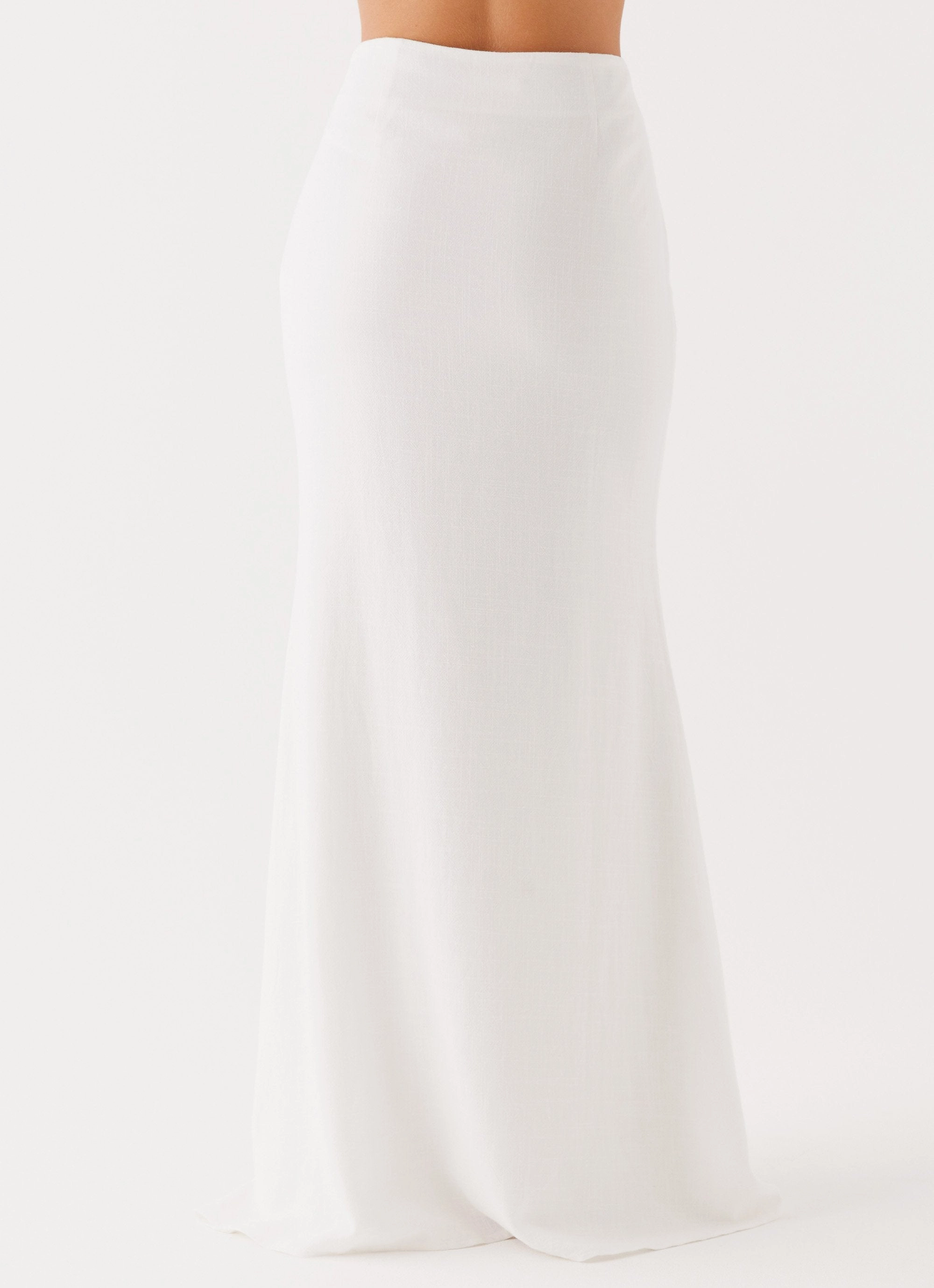 Parker Linen Maxi Skirt - White High Collar Wardrobe Essential