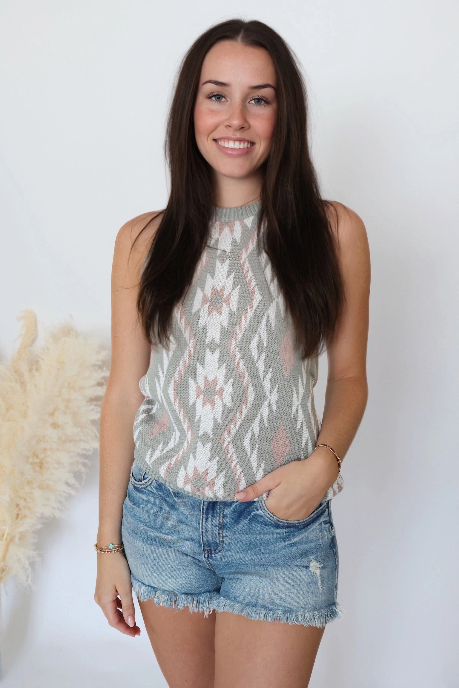 Southwest Sweater Tank/Multi- Final Sale ElasticEdgeBinding