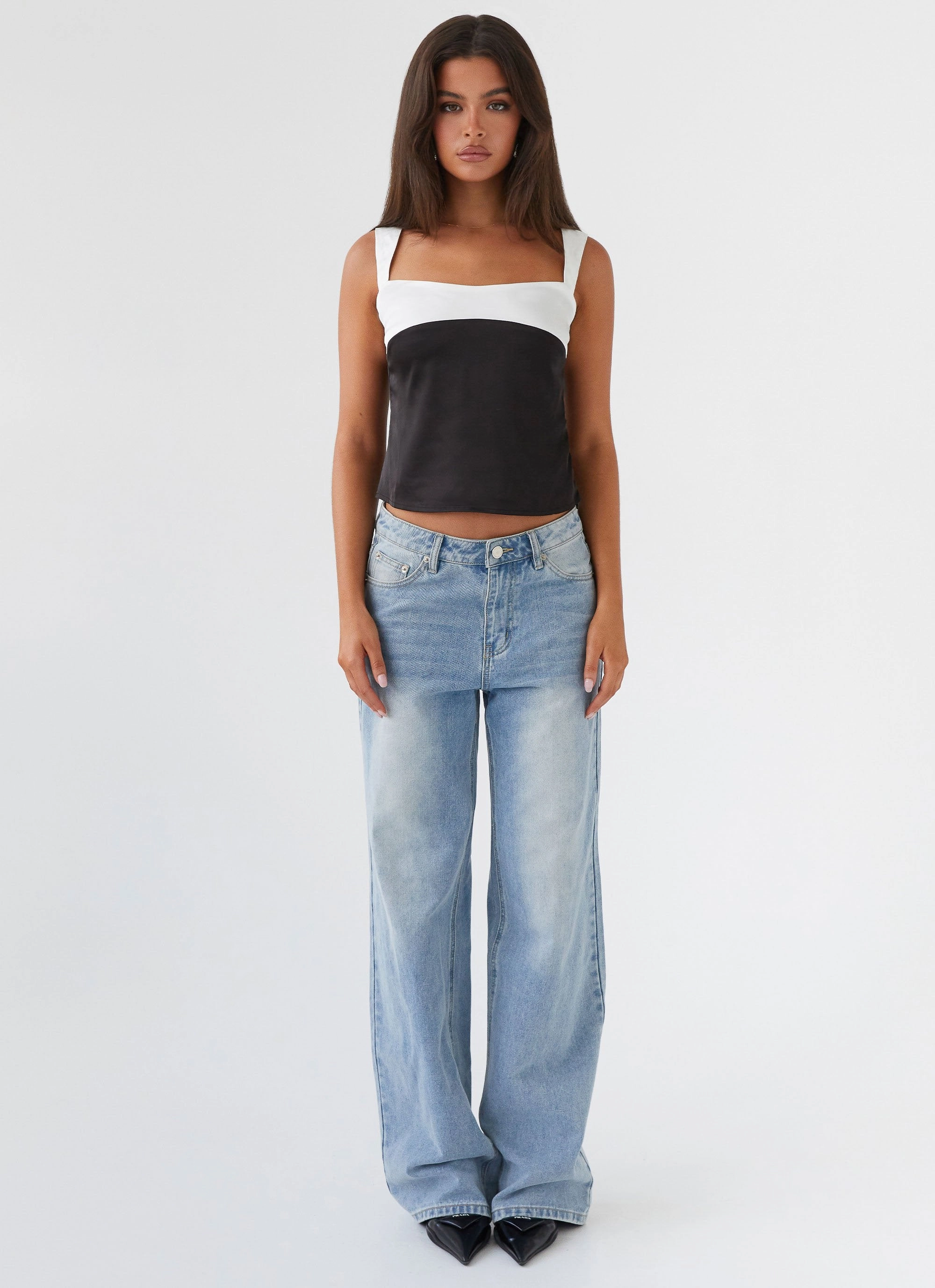 Lylah Satin Top - Onyx AntiPillingFinish Brushed Microfiber Surface