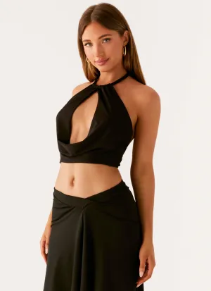 NonChafing Fabric Calisa Cowl Top - Black Calisa Cowl Top - Black Cold Weather Scoop Neck Shape