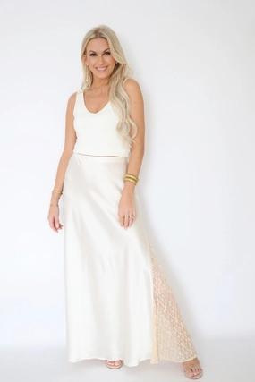 Louise Lace Midi Skirt- Ivory (FINAL SALE) MultiDirectionalStretch