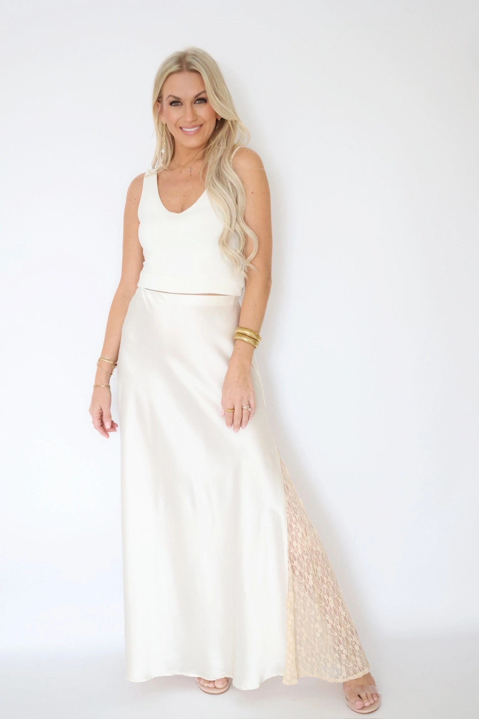Louise Lace Midi Skirt- Ivory (FINAL SALE) MultiDirectionalStretch