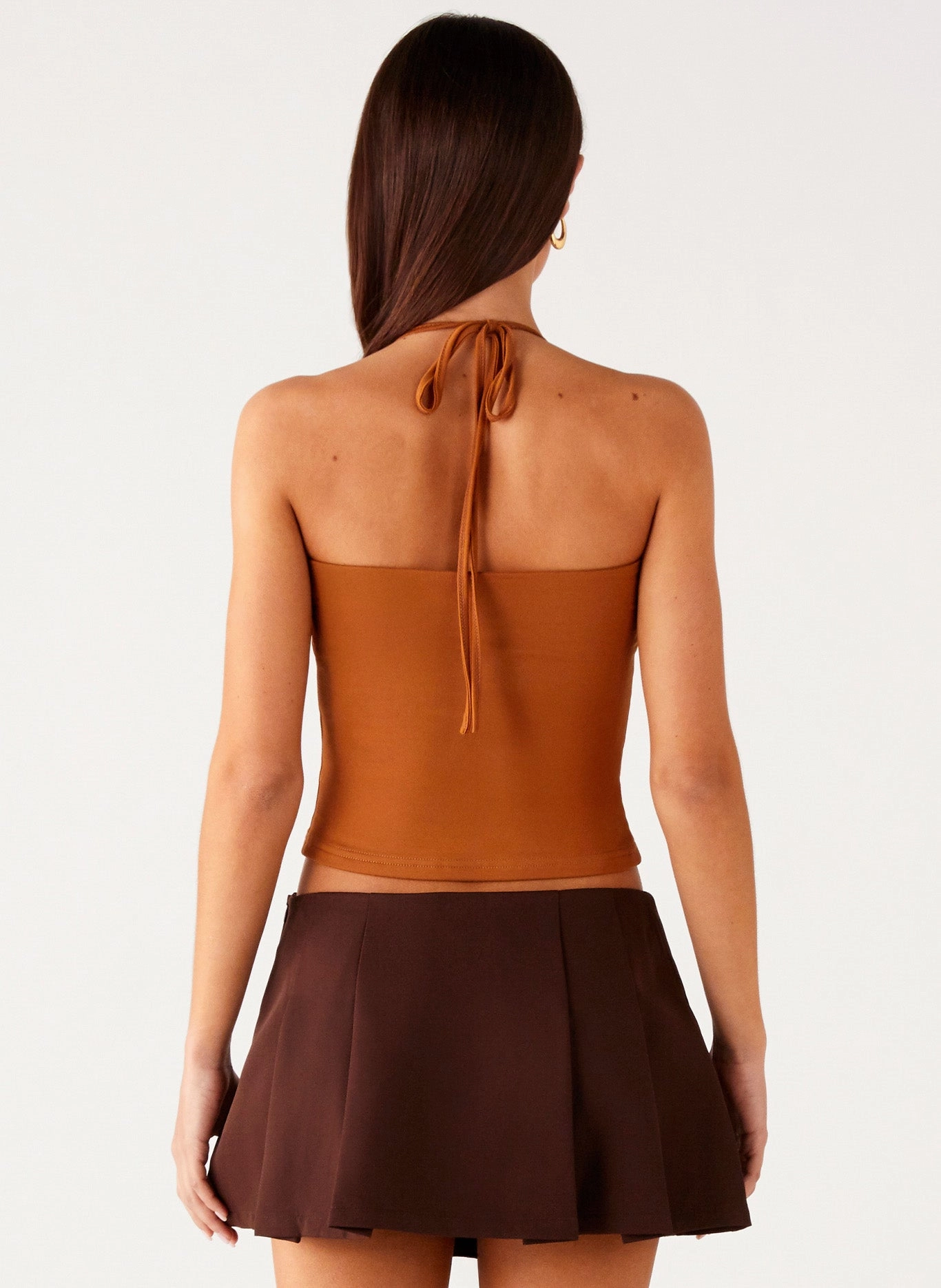 Palm Beach Top - Tan Convertible Collar Raw Edge Finish