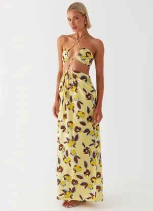 Vibrant Hue Chic Look Nora Linen Maxi Dress - Primrose