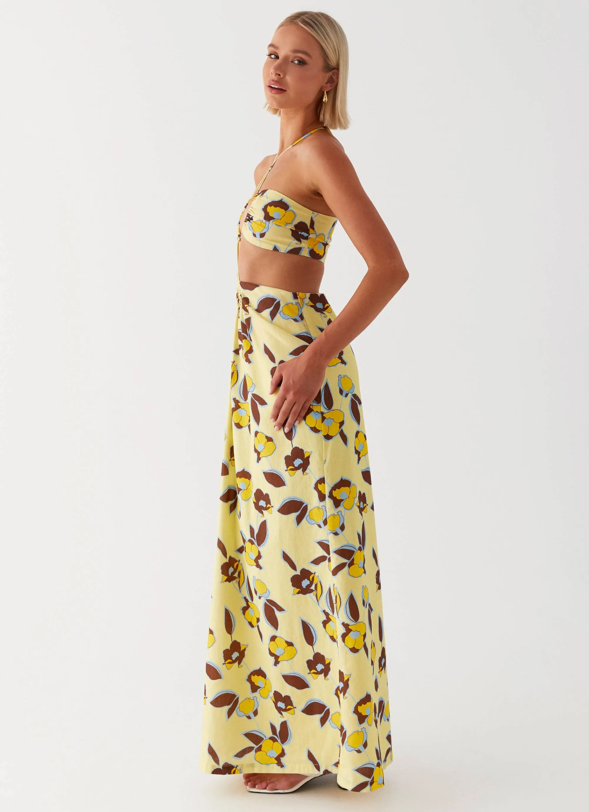 Breathable fabric Nora Linen Maxi Dress - Primrose