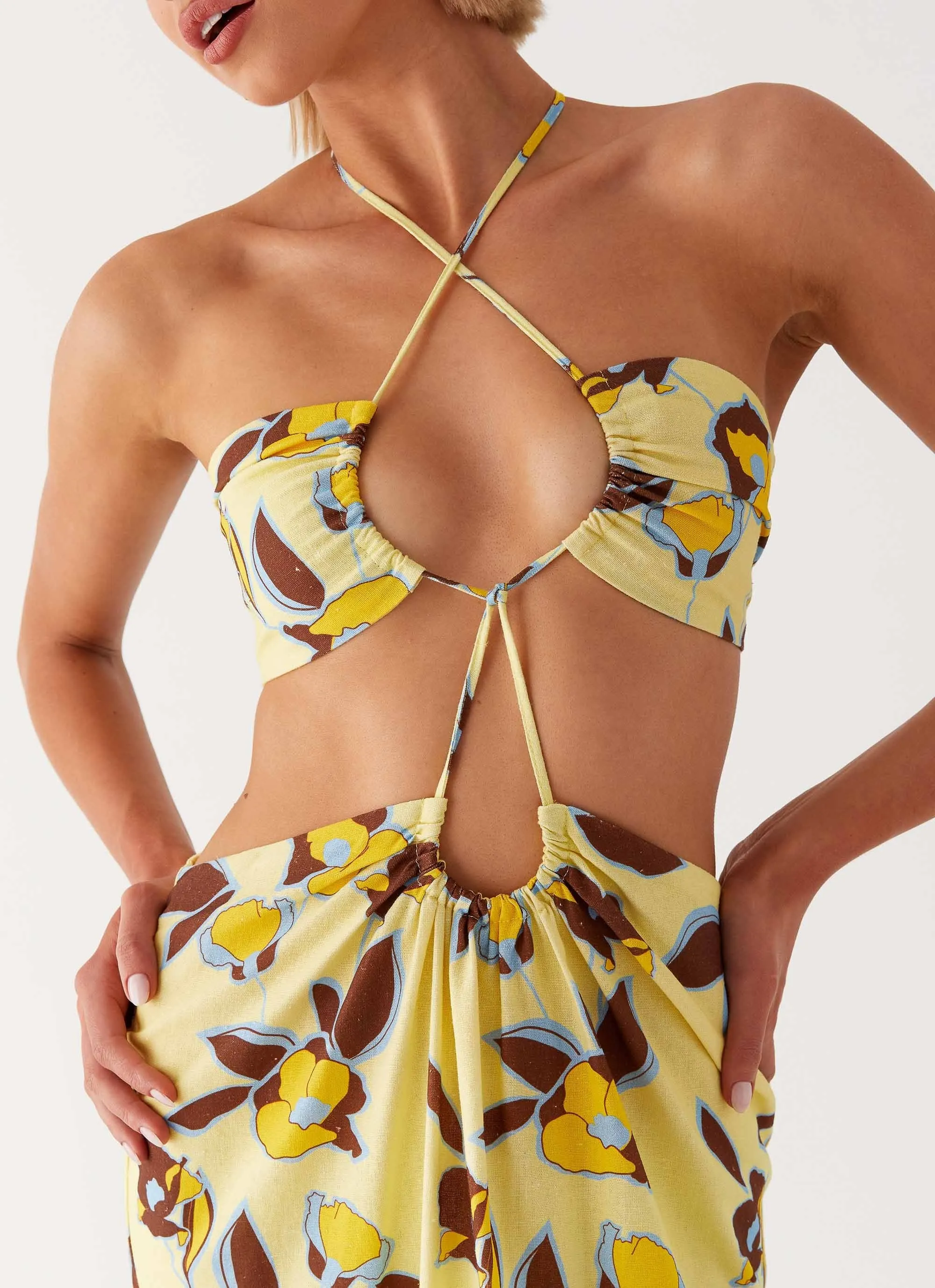 Nora Linen Maxi Dress - Primrose Printed design