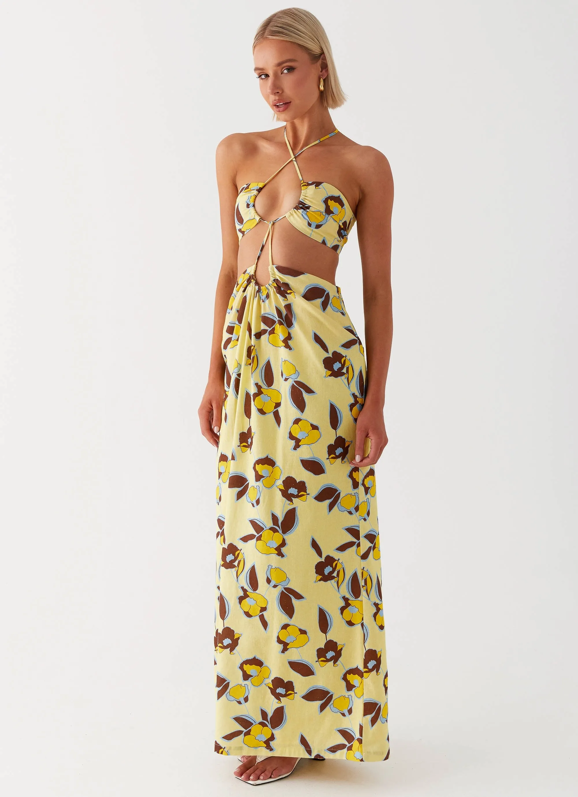 Vibrant Hue Chic Look Nora Linen Maxi Dress - Primrose