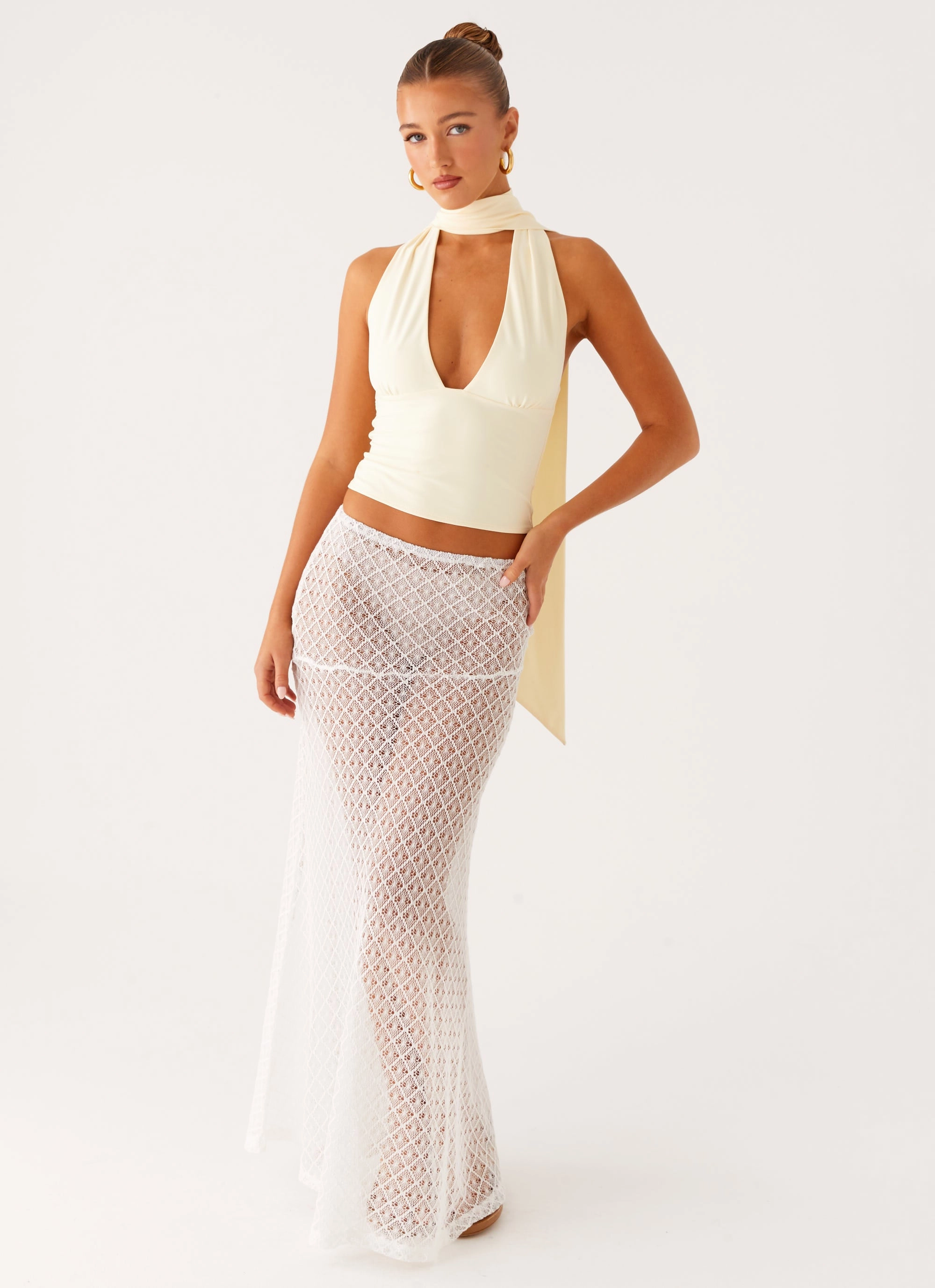 Milos Scarf Halter Neck Top - Yellow AntiStaticTreatment FlexibleSole