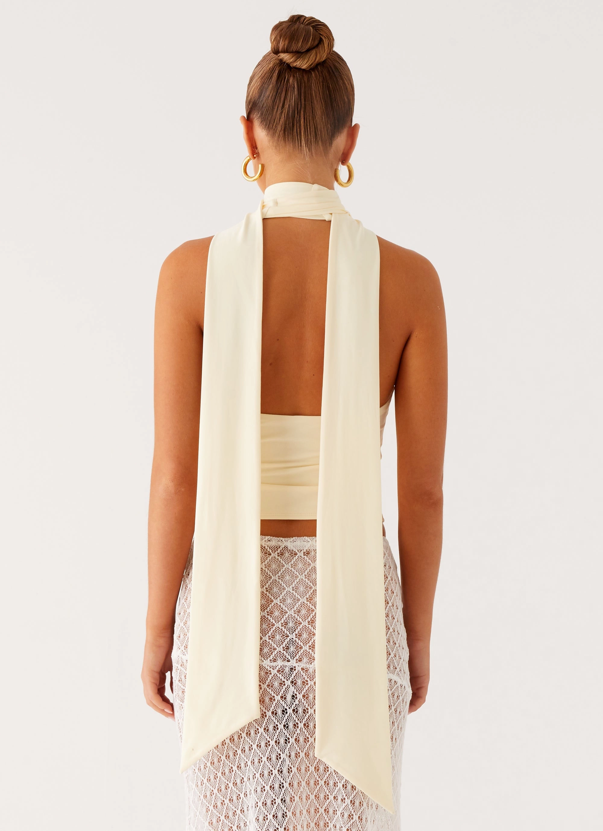 Ventilation Panel Milos Scarf Halter Neck Top - Yellow