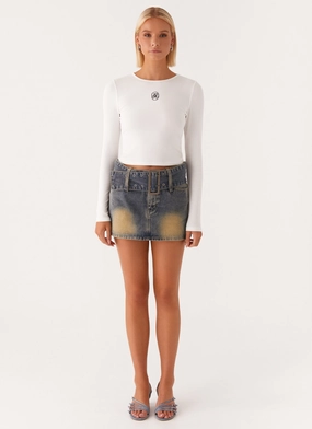 Not Like Us Denim Mini Skirt - Vintage Soft Cotton