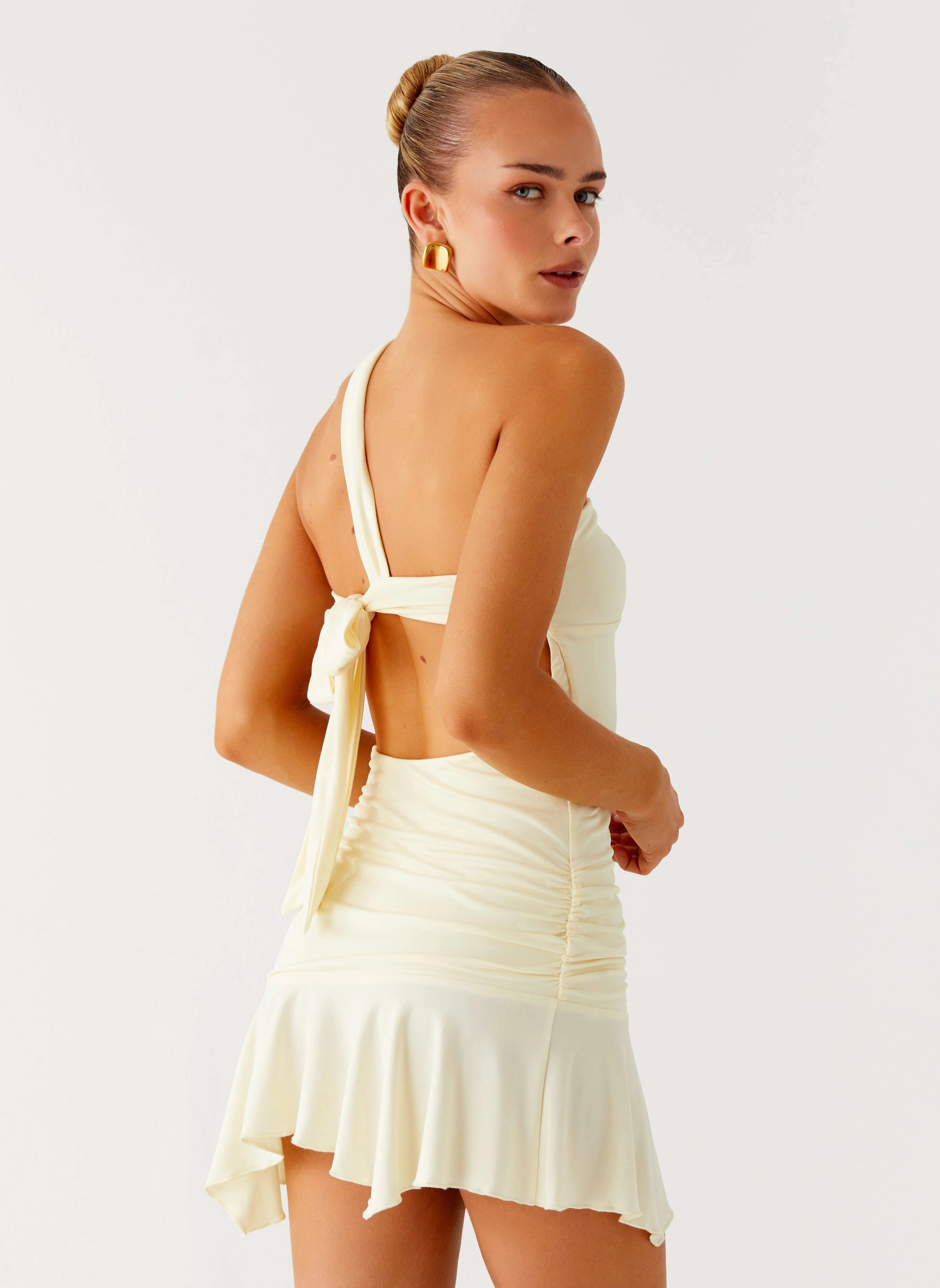 Rhinestone-Detail Not Your Fan Cut Out Mini Dress - Yellow