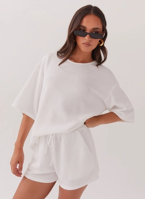 Ocean Waves Knit Shorts - White Noise Free Zipper