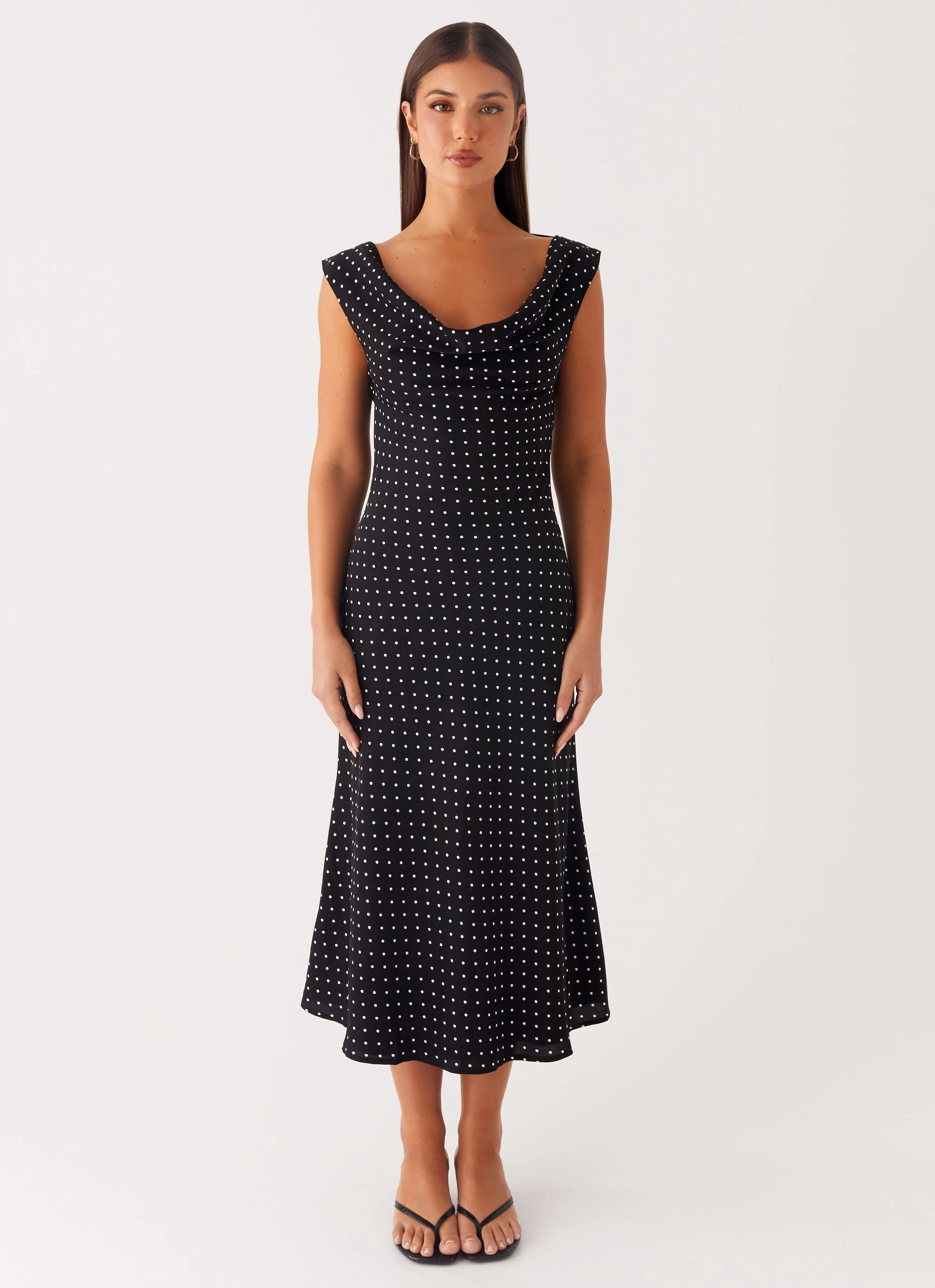 Role Model Maxi Dress - Black Polka Dot Guest Glam City Layer